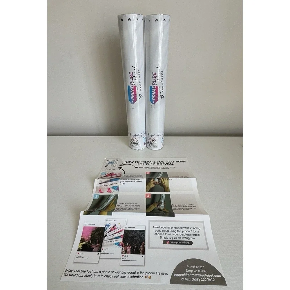 PrimePure Gender Reveal Biodegradable Confetti Cannon Pink Baby Girl Powder 2-PK